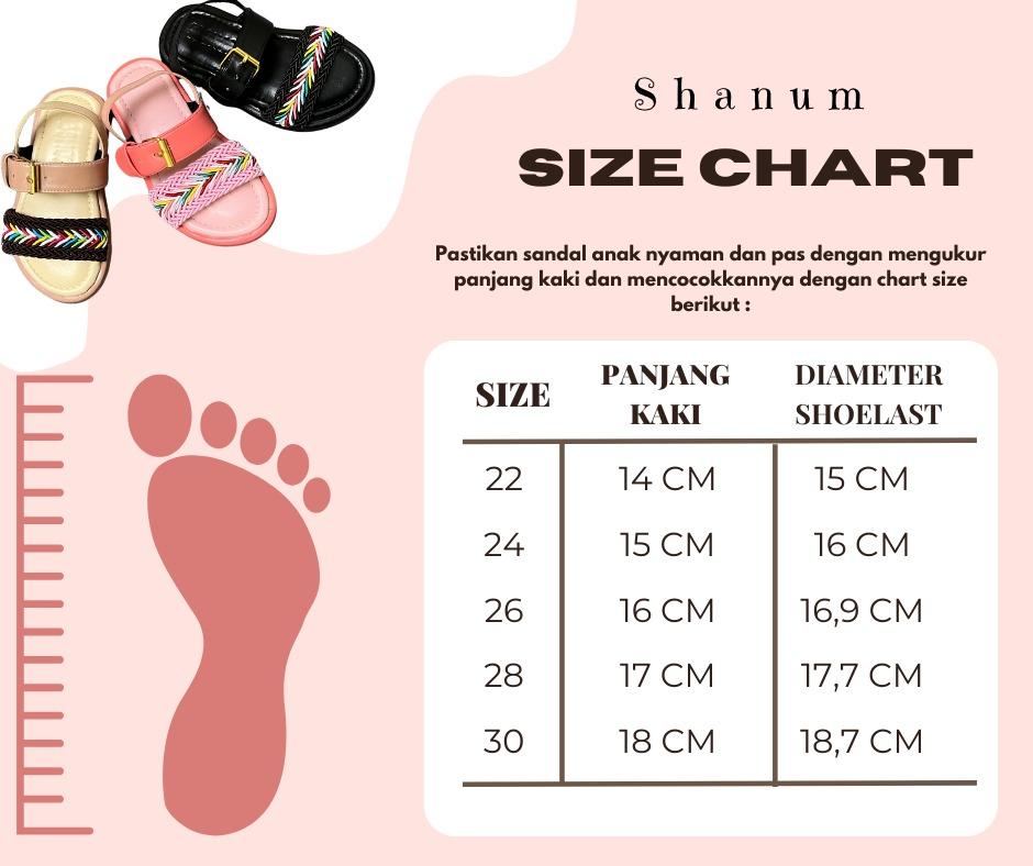 Shanum Moana Size 22 - 30 sandal tali belakang anak perempuan slip on flat lucu Shanum Moana Size 22 - 30 sandal tali belakang anak perempuan slip on flat lucu