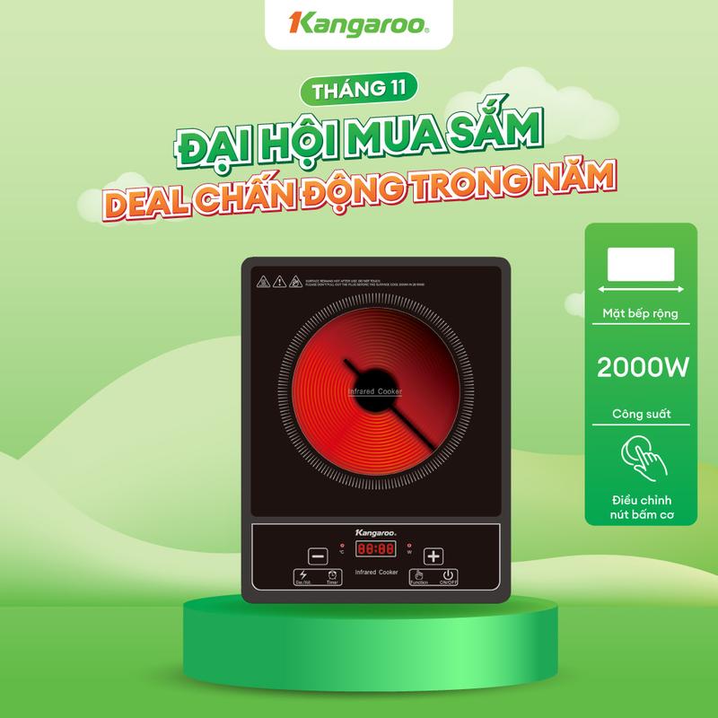    LIVE     Bao bì xấu    Bếp hồng ngoại đơn Kangaroo KG20IFP1 - Công suất 2000W. 