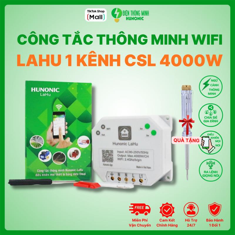 Công tắc Hunonic Lahu 1 kênh công suất lớn 4000W Điều Khiển Từ Xa, Hẹn giờ bật…