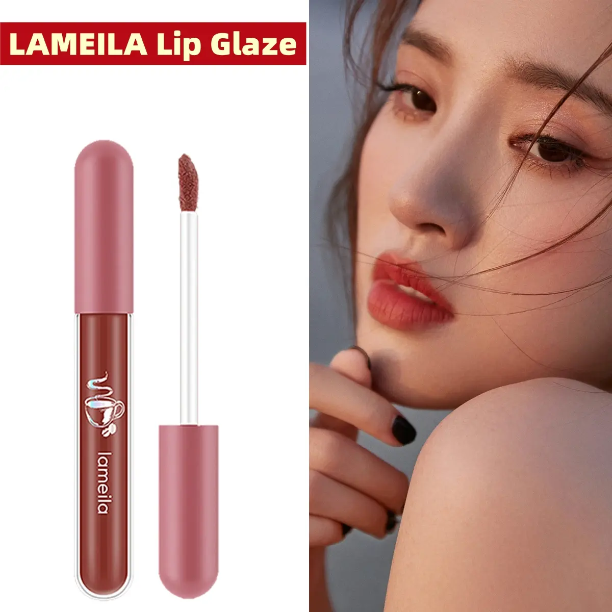 LAMEILA-Son Kem Bóng, Son Môi Lâu Trôi, Không Thấm Nước, Nhung, Bóng, Trang Điểm, 6 Màu