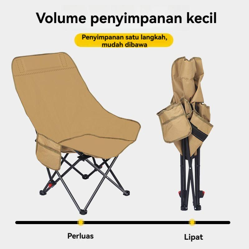 OKGO Kursi Lipat Camping Kursi Malas Camping Kursi Lipat Pancing Camping Fishing Chair High Back Folding Chair Outdoor Outdoor bahan oxford  furnitur berkemah metal garansi produsen  warna polos beige baja karbon tinggi 8