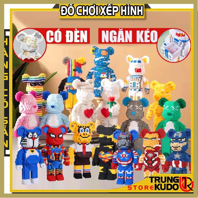 mới về Đồ chơi lắp ráp Bearbrick có đèn và ngăn kéo cao 36cm Dạng mô hình Gấu…