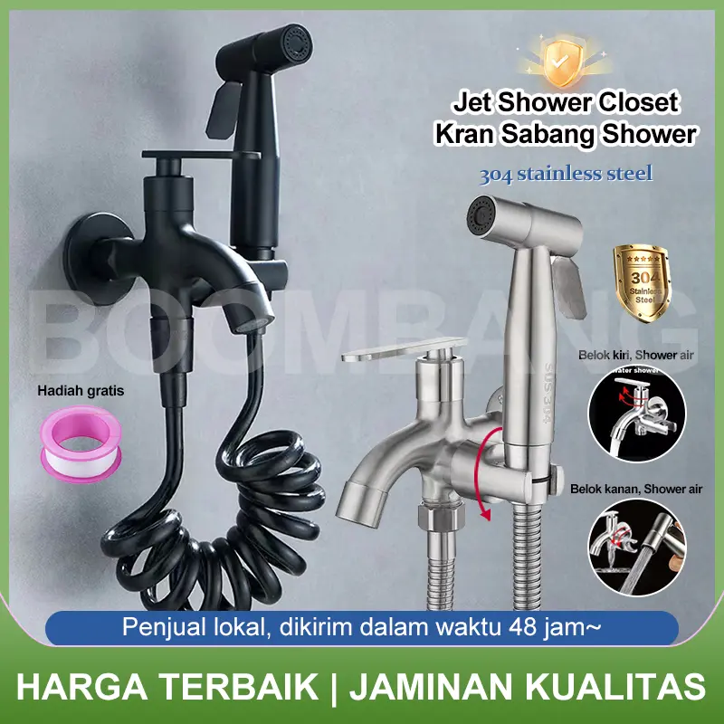 【COD】1 Set Jet Shower Kloset dan Kran Cabang Shower 1/2 Inci dengan Selang 1.2m/Kran Cabang Shower Dan Jet Washer Toilet Hitam/Kran Air Double/Kran Washing Machine Bidet Spray/Kran Closet Duduk/Jet Shower Kloset Stainless/Toilet Bidet Sprayer Set