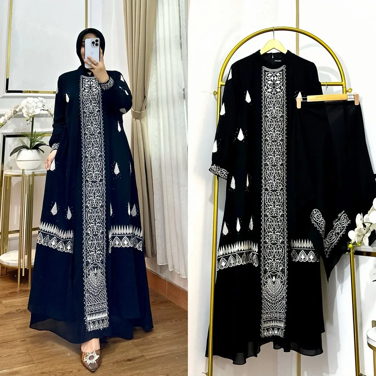 Gamis Wanita Busui Mewah Elagan Terbaru Baju gamis Syar'i Kekinian Gamis Dewasa Termurah Ceruti Cantik Muslim Wudhu Nyaman Kancing