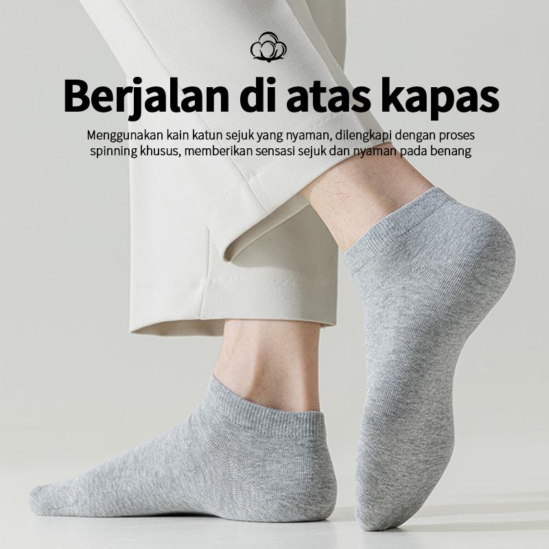 ECOISM Kaos Kaki Pria Harian & Olahraga Katun Adem Anti Bau Nyaman Dipakai Seharian (5 Pasang) | Kaos Kaki Cowok Dewasa Kerja