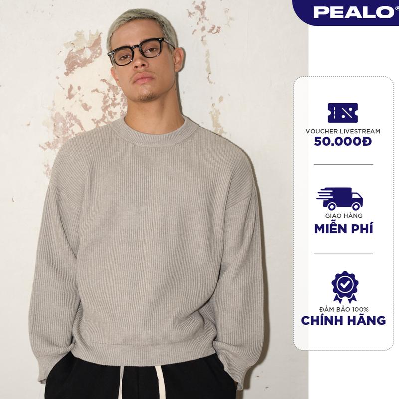 Áo len nam cổ tròn dáng xuông PEALO chất liệu len lông thỏ mềm mịn form crop - Cloud Sweater