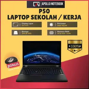 Laptop p50 Intel Xeon E3  Ram 16GB -vga 4GB Nvidia Quadro Layar 15 inch - Mulus - Multifungsi dan Bergaransi