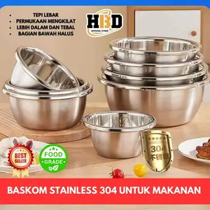“COD”【Baskom】Bumbu Set Baskom Stainless steel/ food grade, Baskom dapur rumah tangga dari stainless steelmenguleni adonan, mencuci sayuran, mencuci beras, memanggang, dan baskom sup tebal【baskom】Saibon、Kitchenware Kitchenware Kitchenware