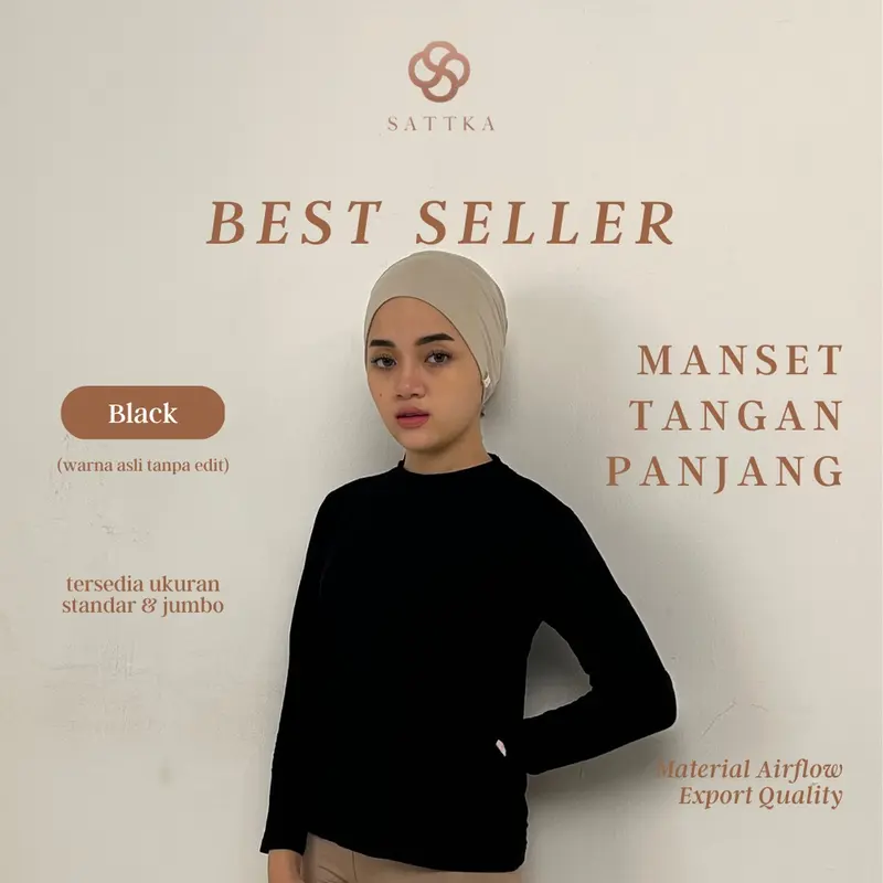 Inner / Manset Tangan Panjang / Long Sleeve Inner Hijab Premium by Sattka Bahan Adem Lentur Stretch 2