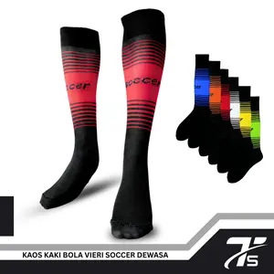 Kaos Kaki Sepak Bola Futsal Panjang VIERI Soccer Poliester Spandex Motif Warna Random Baru Asli