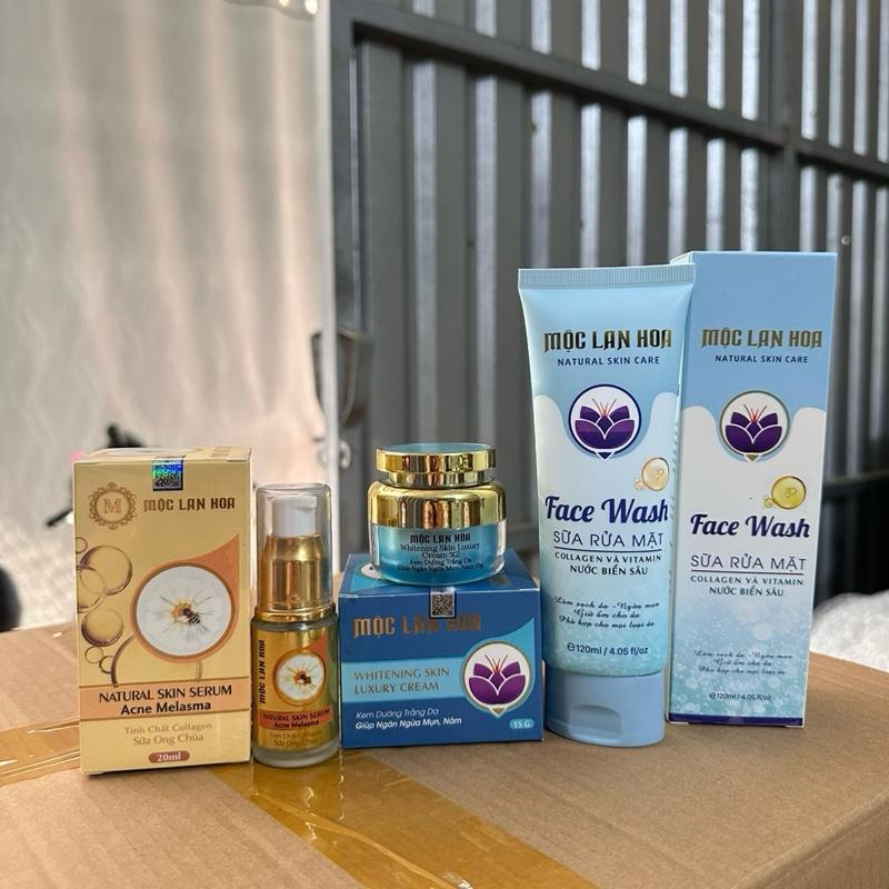 Bộ 3 Món Nám Mụn Tàng nhang MỘC LAN HOA Kem Face Tinh chất căng bóng Sửa rửa mặt
