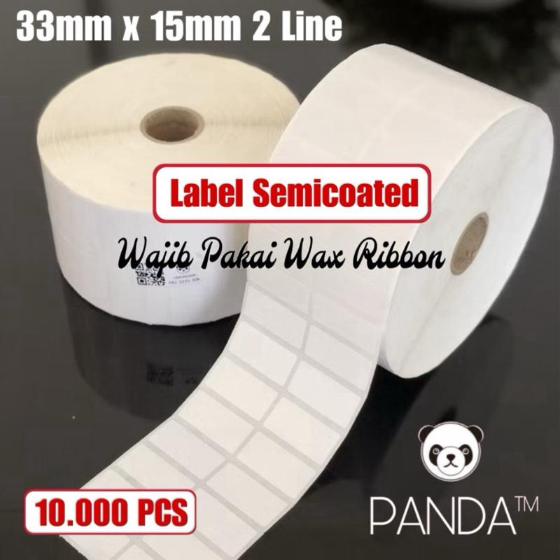 Label Sticker Barcode 33x15mm Semicoated(2 Lines isi 10.000Pcs)Core 1" (Cetak Pakai Ribbon)