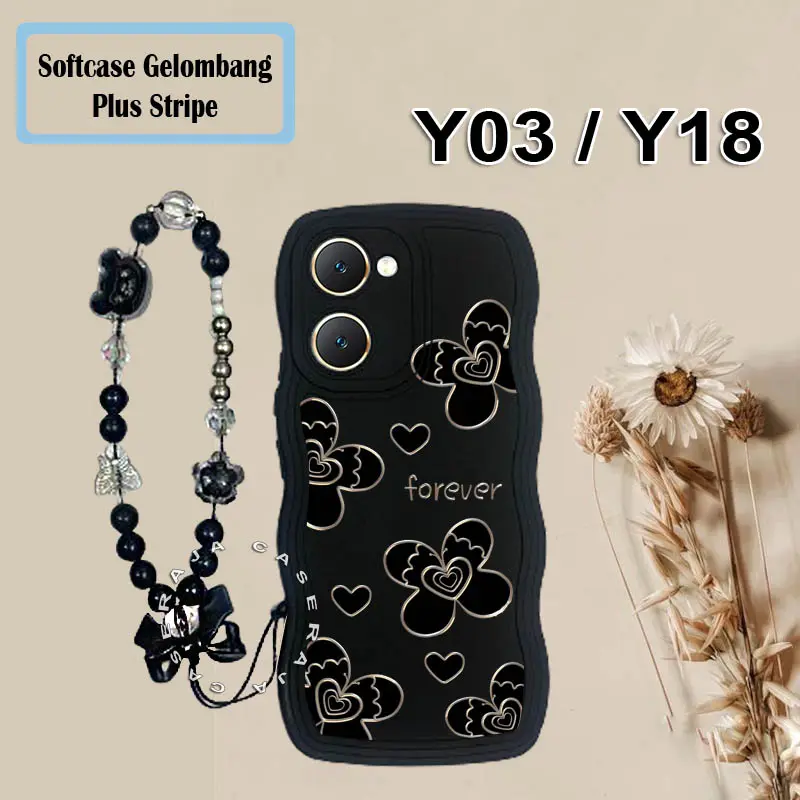 Case Gelombang + Stripe viv* Y03T Y03 / Y18 -pelindung handphone viv* Y03 / Y18-[GM05] 1