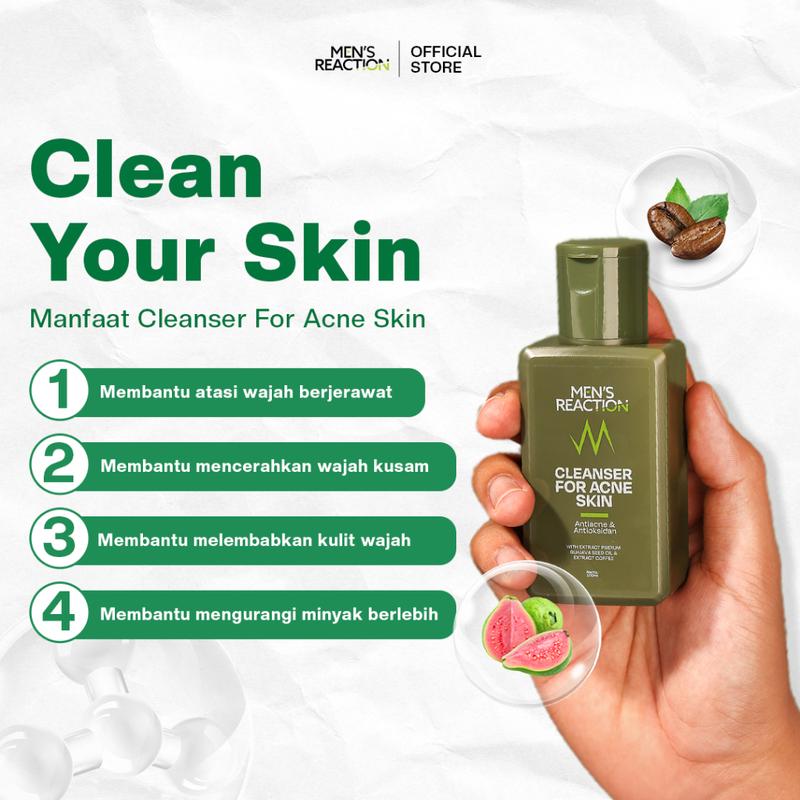 Mensreaction Cleanser for Acne Skin - Membantu Atasi Jerawat & Cerahkan Wajah Kusam 3