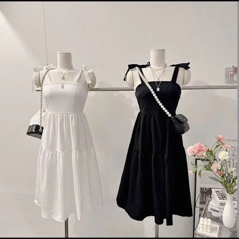 Lily dress pantai casual midi dress karet tali pundak press body dress qoquette aesthetic