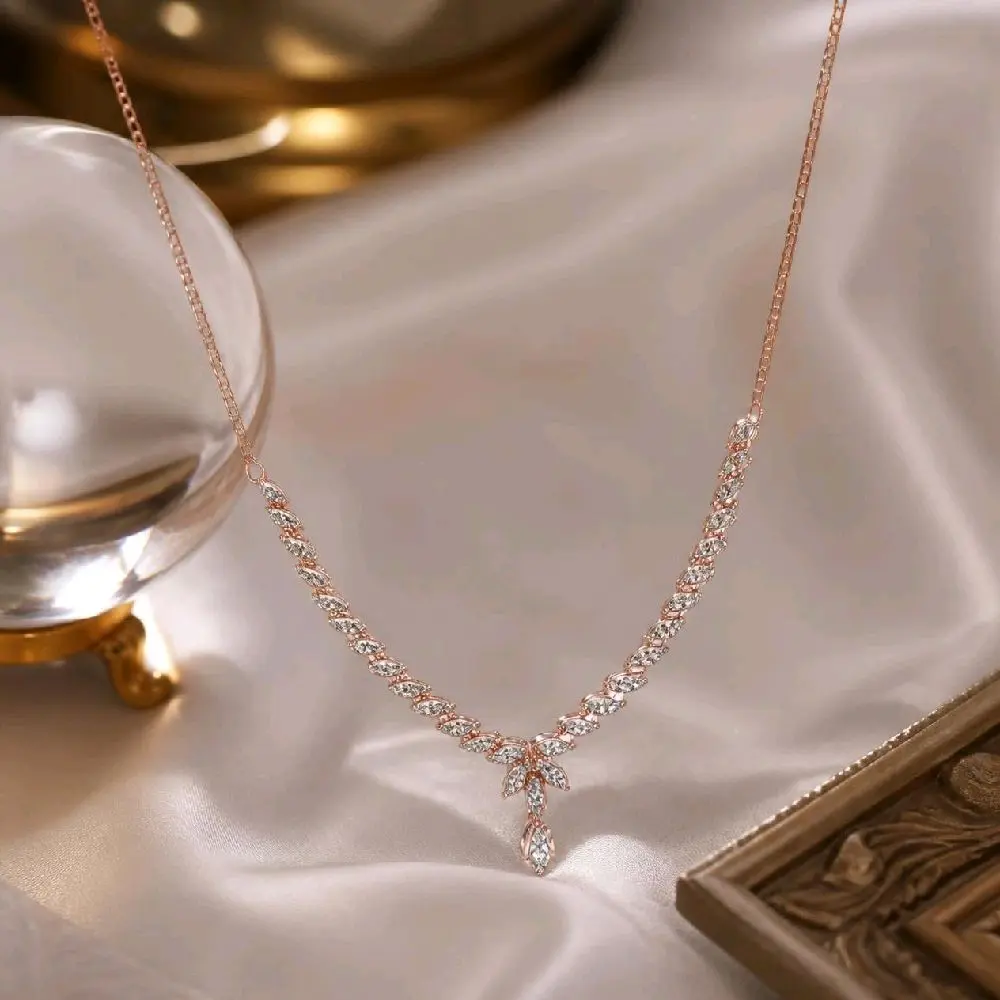 Kalung Wanita Bermata Replika Berlian RoseGold Kualitas Premium