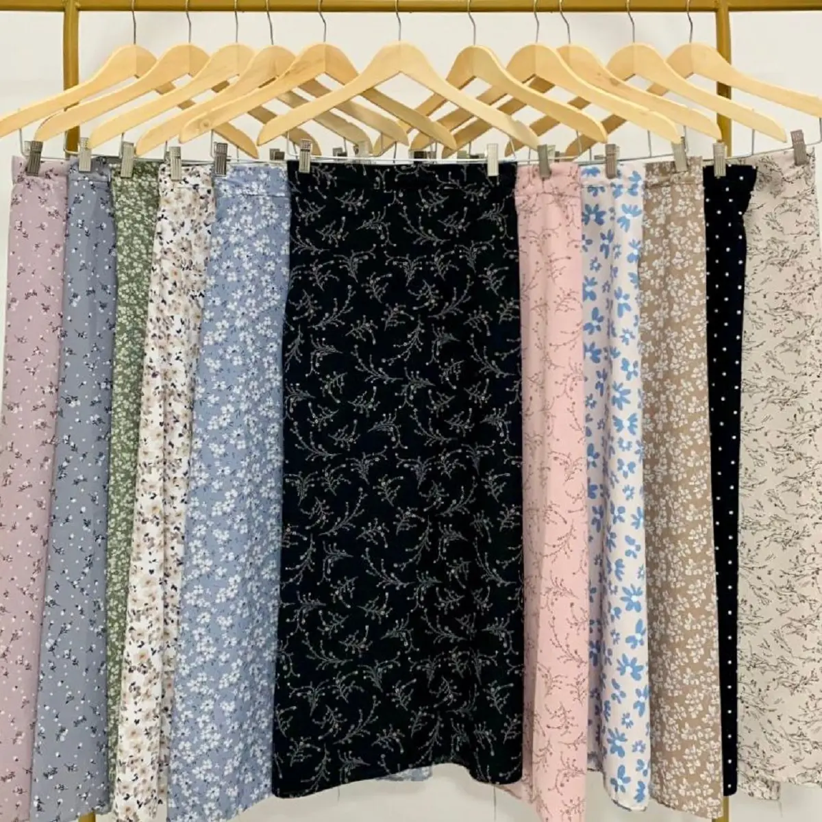 FLORAL SKIRT / ROK MOTIF BUNGA KOREAN SKIRT STYLE Bawahan Panjang Wanita