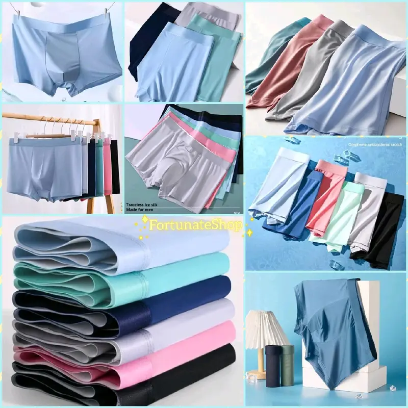 Paket Usaha (Paket Murah) 6Pcs Celana Dalam Boxer Pria Ice Silk Elastis Dingin Nyaman Lembut Murah FS 8