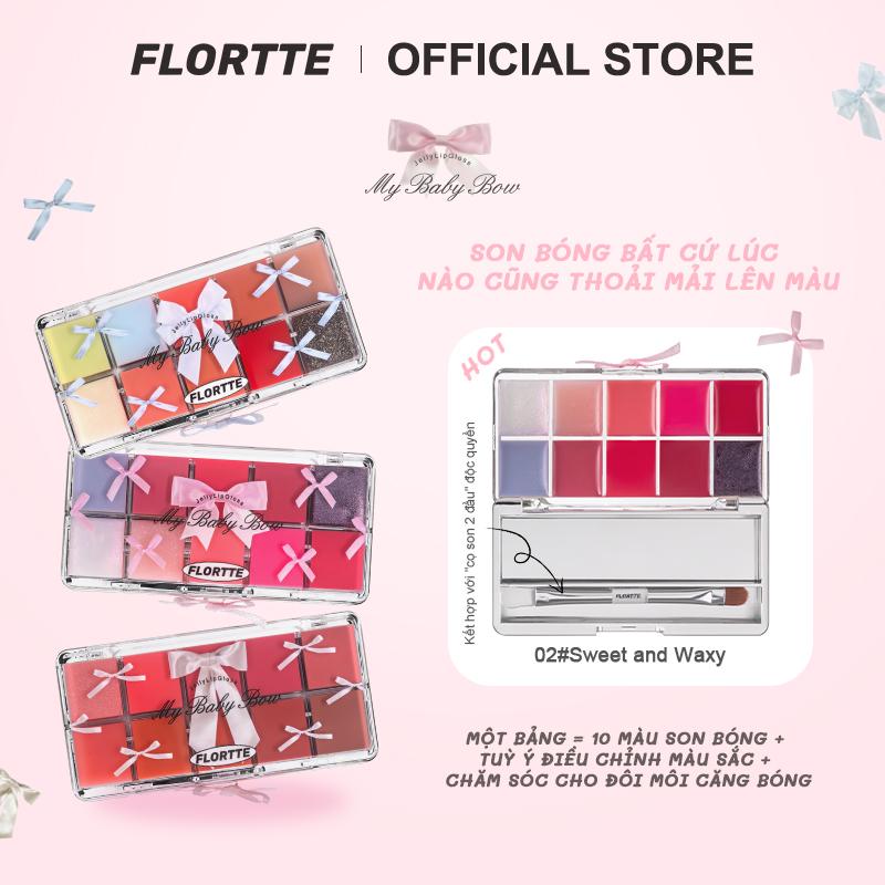 Bảng Màu Son Bóng, Flortte, 10 Màu, Trang Điểm Sáng Tạo Tự Làm, Kết Cấu Thạch, Môi Đầy Đặn Và Sáng Bóng, Bao Gồm Cọ Silicon, 17g, 3 Nắp Có Sẵn