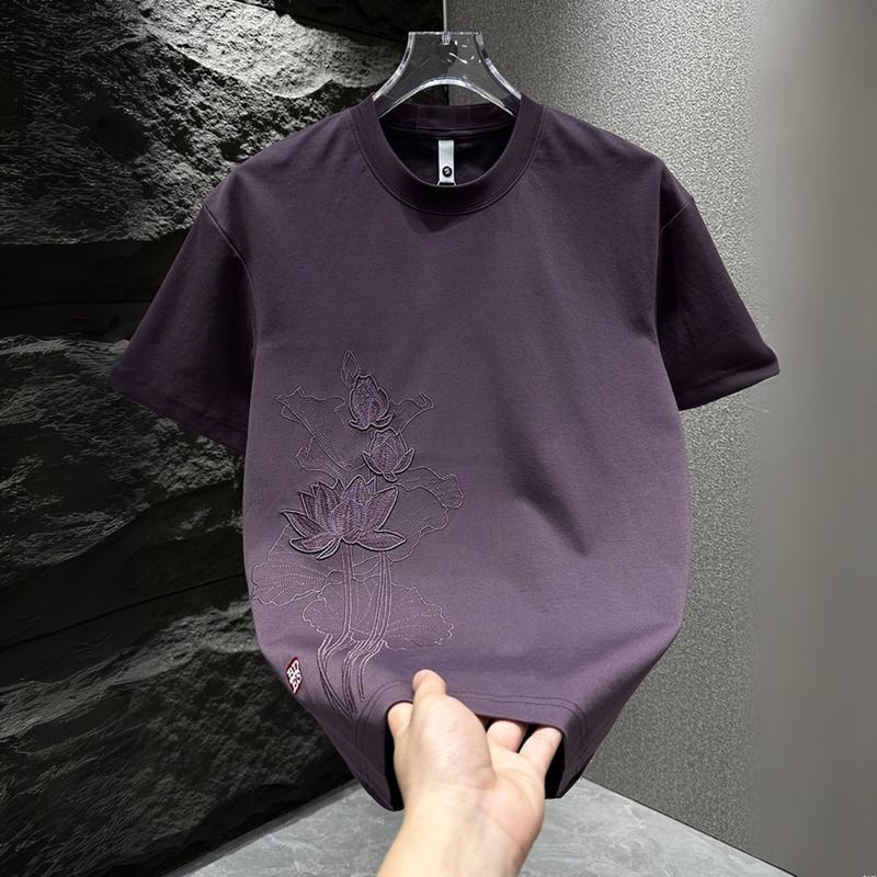  Áo Thun Nam Nữ Cao Cấp Thêu Hoa Sen Tinh Tế Chất Vải Cotton 250gsm Mịn Mát HSAP 