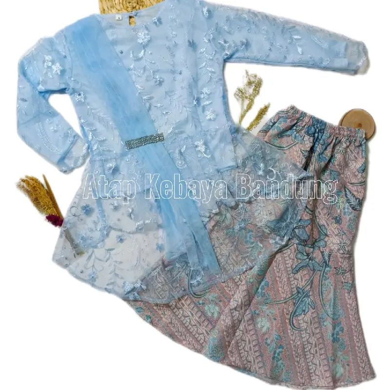 (AKB1) Setelan Baju Kebaya Anak Perempuan Model Rok duyung Cocok umur 4-14 tahun fashion keren kekinian Bordir 2