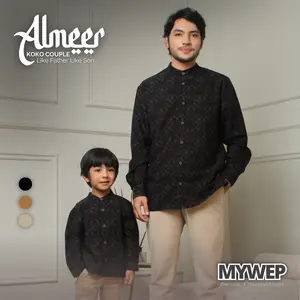 MYWEP Almeer Koko Couple Ayah dan Anak Lengan Panjang Edisi Baju Muslim Dewasa Lebaran 2026 Mewah, Elegan & Eksklusif