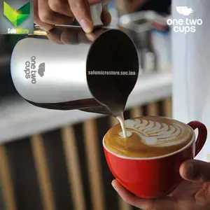 One Two Cups Milk Jug Latte Art Gelas Susu Kopi Espresso Frother Foam 600ml - J068