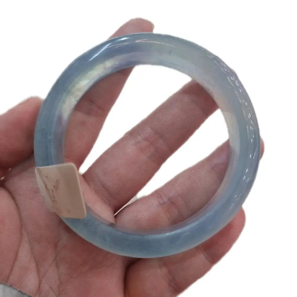 Aquamarine Crystal Bangle - Natural Crystal, Size 58