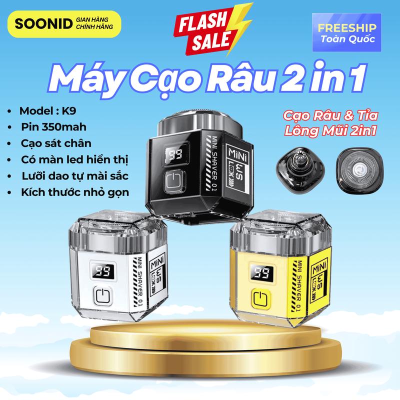 Máy Cạo Râu 2 in 1 Cạo Râu & Tỉa Lông Mũi model K9 Có Màn Led Hiển Thị Kích Thước Nhỏ Gọn Lưỡi Dao Tự Mài Kháng Nước Ipx6