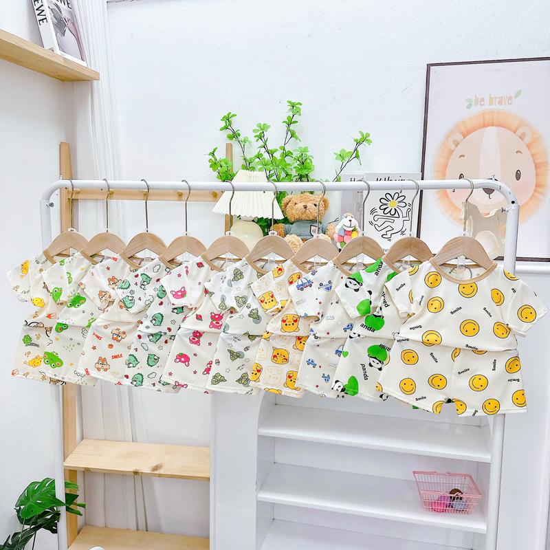 [ Deal Xả Kho Siêu Sốc ] Combo 10 Bộ Quần Áo Cộc Tay Chất Tăm Cho Bé Trai , Bé Gái từ 5kg-16kg