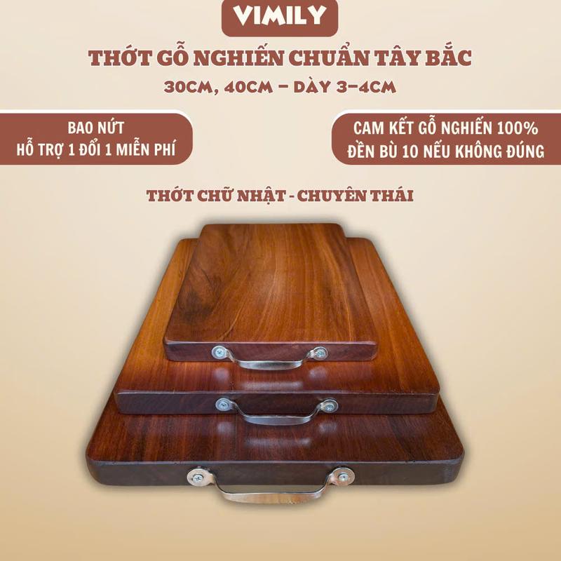  Thớt gỗ nghiến núi đá Tây Bắc vuông cắt thái xắt thức ăn cao cấp VIMILY cực bền nhiều kích thước 