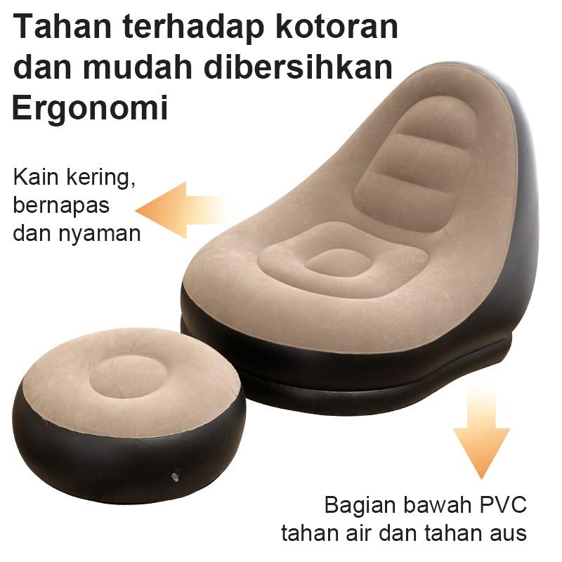 Sofa Angin Santai Dengan Sandaran Kaki&Pompa Kaki Kursi Portabel Kuat Tahan Lama untuk Indoor&Outdoor Abu-abu/Coklat Size Furniture Sofa Angin Santai Dengan Sandaran Kaki&Pompa Kaki Kursi Portabel Kuat Tahan Lama untuk Indoor&Outdoor Abu-abu/Coklat Size Furniture
