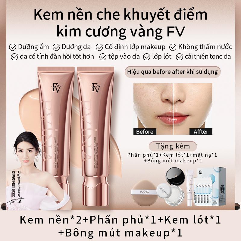  Kem Nền Dạng Lỏng Che Khuyết Điểm Kim Cương Vàng FV Lâu Trôi Kiểm Soát Dầu Dưỡng Ẩm Phù Hợp Với Mọi Loại Da Không Dễ Tẩy Trang Được Người Nổi Tiếng Huang Yi Đề Xuất 