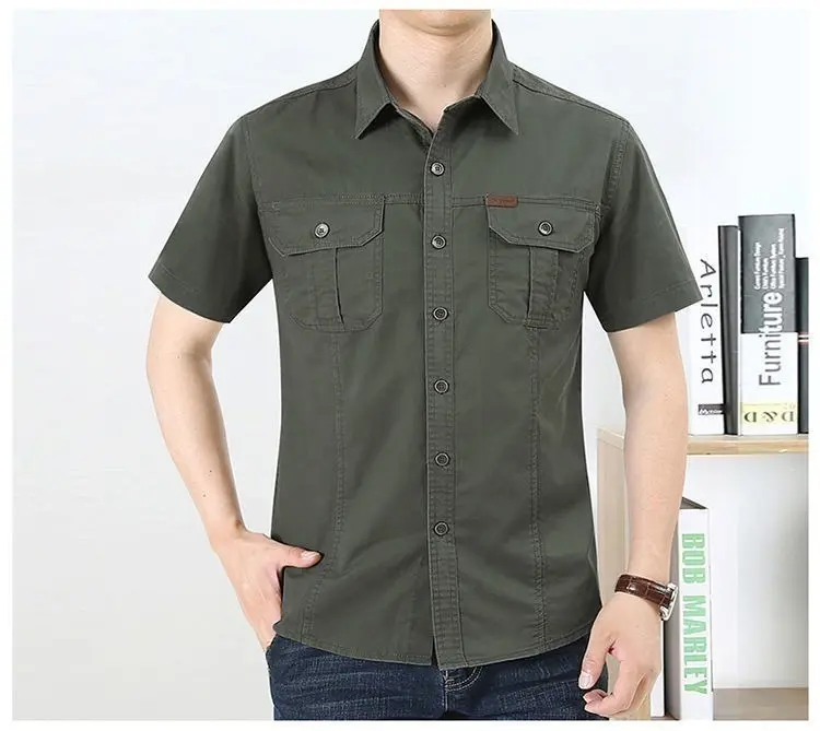 Pinggo.Store - Kemeja Lapangan Pria  Basic  Casual   / Kemeja Outdoor Tangan Pendek / Kemeja Taktikal Bahan Kanvas