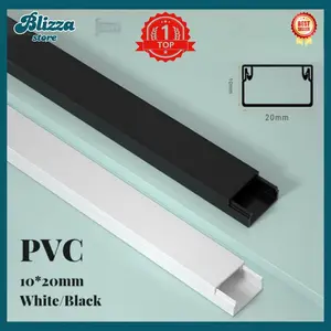 Pipa Listrik Wiring Cable Duct Trunking Pvc / Penutup Kabel Duct Kotak Dinding Lantai Warna Hitam Putih  20*10MM