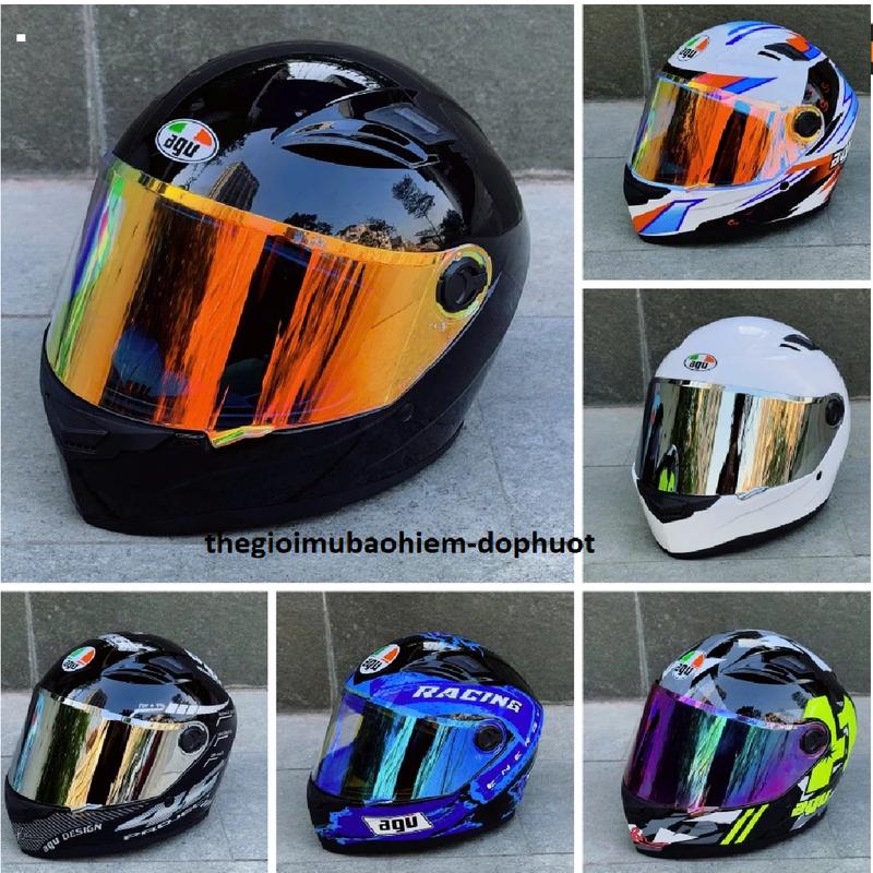 Mũ Nón Fullface AGU - FullTặng túi đựng nón Kính Chống Tia UV Tốt Helmet Nón Bảo Hiểm