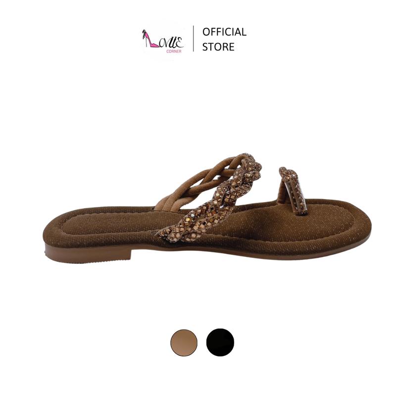 LOVIIECORNER - DÉP NỮ XỎ NGÓN ĐÍNH ĐÁ - DÉP BỆT NỮ THỜI TRANG QUAI ĐÍNH ĐÁ PHONG CÁCH XỎ NGÓN - DD241160