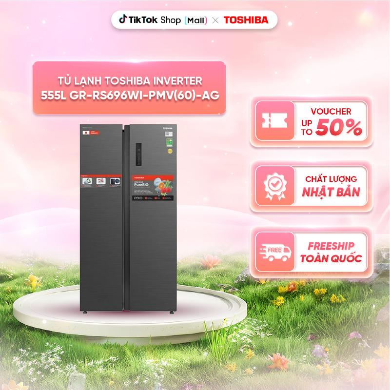 Tủ lạnh Toshiba Inverter 555 lít GR-RS696WI-PMV(60)-AG - Công nghệ PureBio diệt khuẩn - ứng dụng TSmartLife