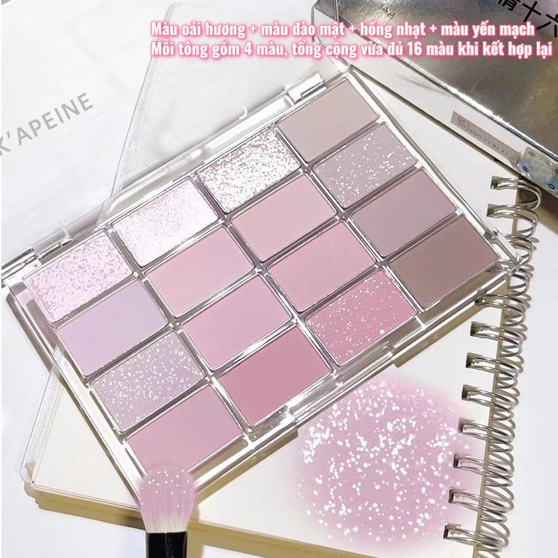 Bảng Phấn Mắt KAPER 16 Màu Được Thiết Kế Cho Các Cô Gái Hàng Ngày Với Sự Kết Hợp Của Các Tông Màu Lì Lung Linh Và Lấp Lánh Các Tông Màu Có Độ Bão Hòa Thấp Kết Cấu Mềm Mại Dễ Phối Đồ Cho Trang Phục Đi Làm Hoặc Trang Điểm Hẹn Hò