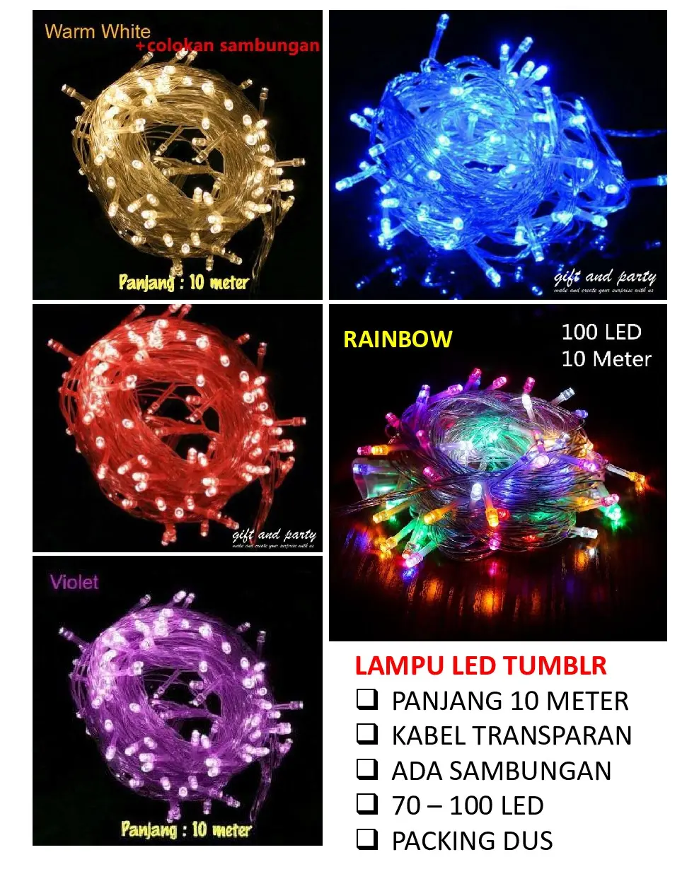 Lampu Tumblr LED Xeron 7.5M Lampu Hias Lampu Hari Raya Lebaran Lampu Natal Dekorasi Kamar