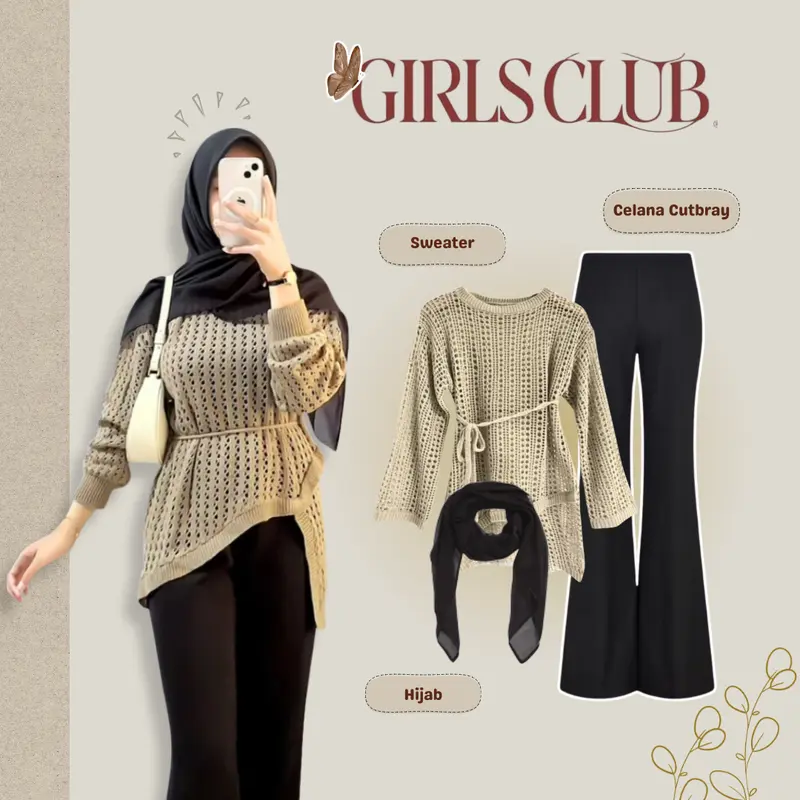 Outfit Wanita Korean Style (Celana Cutbray Yuruma Sweater Shop