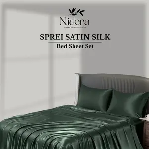 Nidera Set Sprei Satin Silk Premium - Sprei, Sarung Bantal, Sarung Guling Halus & Lembut, Ukuran Single, Full, Queen, King, SuperKing, Hadiah Romantis