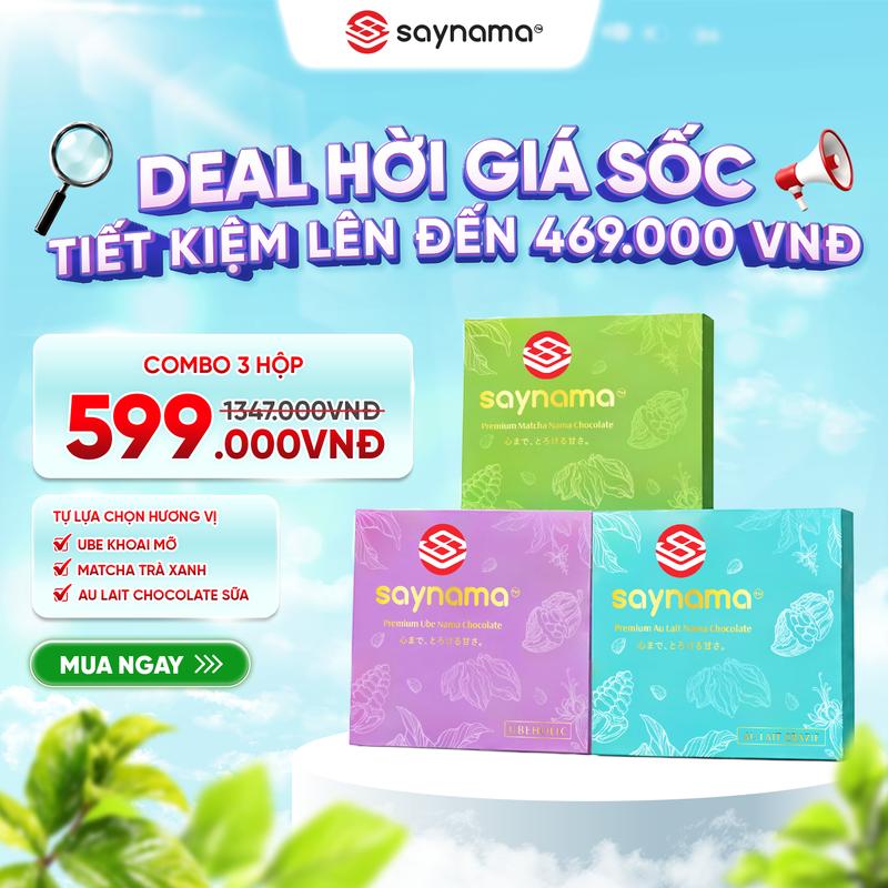 [GIAO TOÀN QUỐC] COMBO 3 VỊ TỰ CHỌN Nama Chocolate vị Matcha, Ube, Au Lait Socola Tươi Mềm Tan 125g Saynama