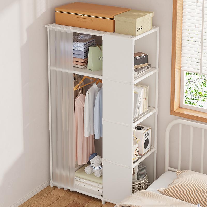 COD SJ Wardrobe Lemari Pakaian Minimalis Rak Multifungsi 2 in 1 Gorden - HM2 Terbaru 0