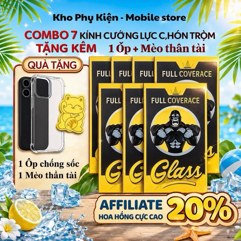 KINGKONG GLASS Combo 7 Kính Cường Lực Bảo Vệ Thông Tin Cá Nhân Chống Nhìn Trộm Tặng Ốp Chống Sốc & Mèo Thần Tài Dành Cho iPhone X 11 12 13 14 15 16 17