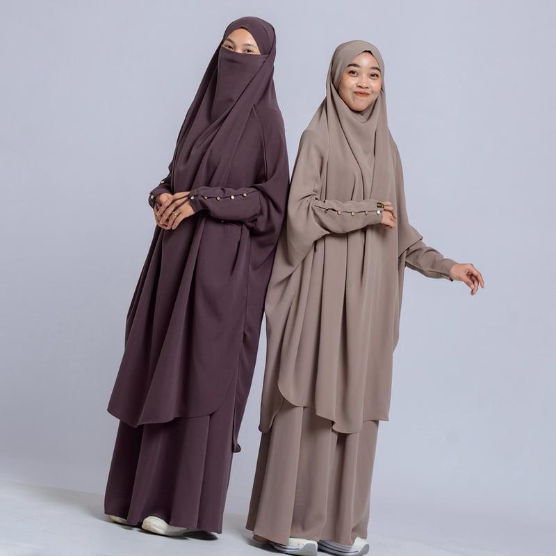 Tsurayya -Hurrem One Set Frenchkhimar & Rok Wolfis Exclusive Free Cadar Tali/One Set Umroh Haji 0