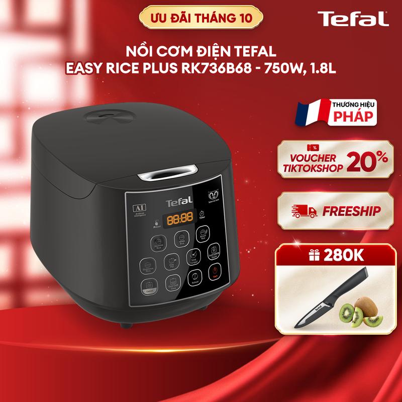 Nồi cơm điện Tefal Easy Rice Plus RK736B68 - 750W, 1.8L Cooker Nấu Cơm, 11 chương trình nấu ăn