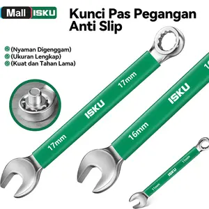ISKU Kunci Pas PeganganAnti Slip Nyaman Digenggam Lengan karet lembut Pegangan karet kunci ring pas set Pas 8-19mm