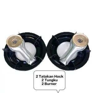 Hock Set Tatakan & Tungku Kompor 22cm x 5cm x 20cm Plat Tebal Burner Kuningan Asli 2 Tungku Awet Tahan Panas Set Lengkap 2 Tatakan 2 Tungku 2 Burner