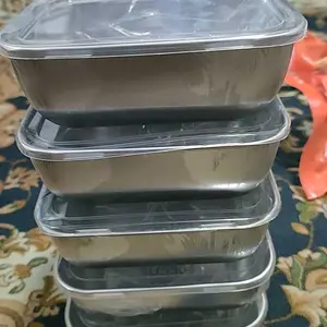 Kotak Makanan Stainless Steel Premium 1 Set 5 Pcs dengan Tutup Transparan Anti Karat & Mudah Dibersihkan